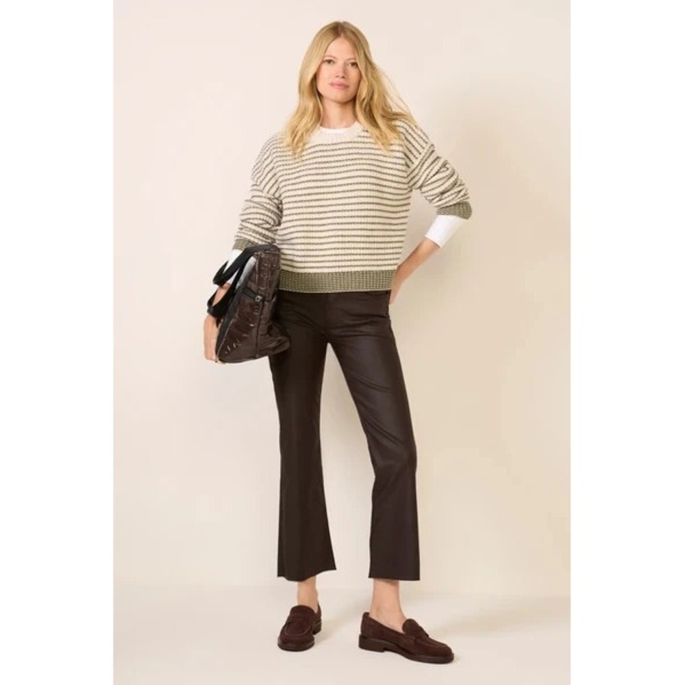 KUT From The Kloth Kelsey Pants 14 Chocolate Brown Hi Rise Ankle Flare Coated